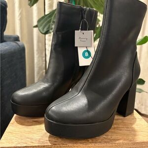 New! a new day, Women's Black Chucky Heel/Platform Ankle Boots, Size 8